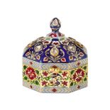 A diamond-set enamelled gold hexagonal box, Jaipur, Rajasthan,19th century, of octagonal form,