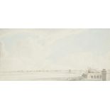 A view of Calcutta, circa 1840, watercolour on paper, border trimmed, identifying pencil inscription