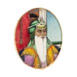 A Sikh portrait on ivory of Maharaja Ranjit Singh (1780-1839), North India, circa 1850, gouache on