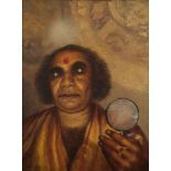 Bikash Bhattacharjee (1940-2006), Untitled, Man with magnifying glass, 1978, oil on canvas,