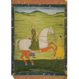 An equestrian portrait of a Mughal prince, North India, mid-18th century, opaque pigments heightened