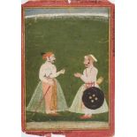 Portrait of Maharana Amar Singhji receiving Saktarvavarji, Mewar, Rajasthan, North India, dated