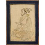 A Mughal prince, Provincial Mughal school, India, early 19th century, black ink and transparent