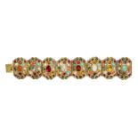 A gem-set gold Navratna bracelet, Northern India, second half of 19th century and later, formed of