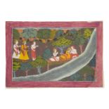 Visvamitra brings Rama and Laksmana to the bank of the Sarayu river, Mandi, circa 1800, opaque