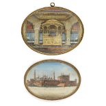 Two Company School architectural views on ivory of the Taj Mahal, North India, circa 1850, gouache