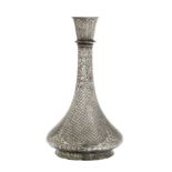 A bidri vase, Deccan, India, early 20th century, on a short foot with wide base narrowing towards