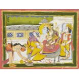 Hanuman paying respect to Lord Rama, Jodhpur, India, circa 1870, opaque pigments on paper heightened