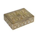 A Koftgari box, India, late 19th century, of rectangular form, decorated in gold and silver to lid