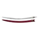 A steel blade, India, 19th century, with red velvet with braided sheath, 95cm. long Provenance: