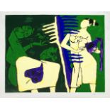 Maqbool Fida Husain (1915-2011), Indian, Kerala series, (Woman with Jug); serigraph printed in