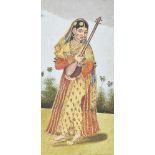 A Tanjore-style painting of a lady, South India, 20th century, opaque pigments heightened with