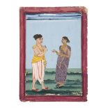 A Brahmin and his wife, from a Company School series on castes and trades, Tanjore, circa 1840-50,