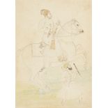 A Mughal equestrian portrait of Maharaja Suraj Mal (1707-1763) and his horse Hurraj, Deccan, 18th