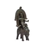 A bronze statue of an elephant and rider, with Bengali inscription, India, 19th century, cast in