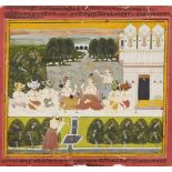 A Prince surrounded by demonic courtiers, Mewar, mid-18th century, opaque pigments heightened with