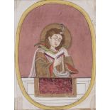 A portrait of a princess reading, probably Mewar, Rajasthan, dated circa 1858VS (1801-02AD) , opaque