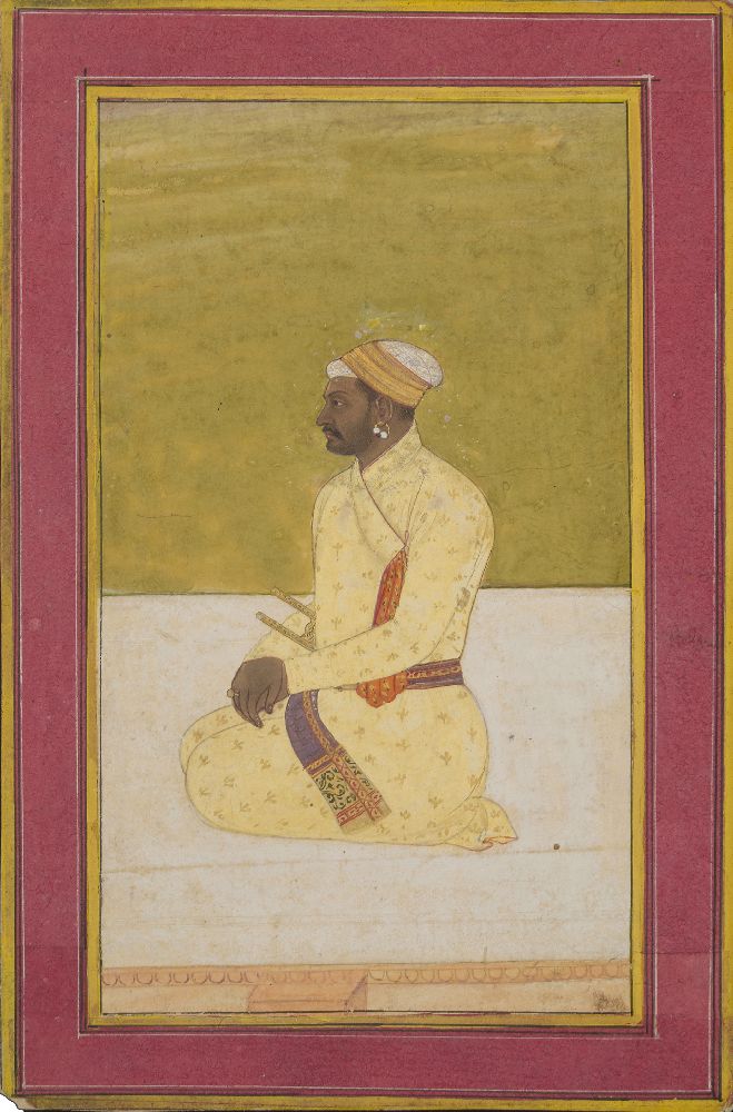 A Mughal noble, Provincial Mughal school, second half 18th century, opaque pigments and gold on