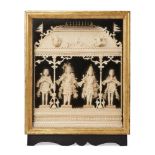 A fine balsa-wood model of Krishna and Radha and two attendants, India, 19th century, shown standing