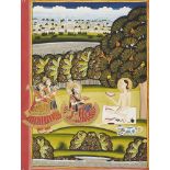 A painting of Layla and Majnun, Jodhpur, mid 19th century, opaque pigments heightened with gilt,