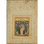 A portrait of a Mughal Noble, North India, 18th century, opaque pigments heightened with gold on