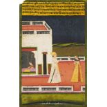 An illustration to a Ragamala, Rajasthan, 19th century, opaque pigments heightened with gilt on