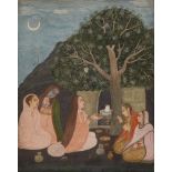 Ladies worshipping, Rajasthan, India, circa 1780, opaque pigments on paper heightened with gilt,