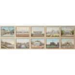 A group of ten Company School paintings of monuments of India, India, circa 1880, opaque pigments on