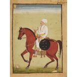 An equestrian portrait of the Maharaja of Jodhpur, Marwar, India, circa 1740, opaque pigments