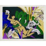 Maqbool Fida Husain (1915-2011), Indian, Kerala series; serigraph printed in colours, signed,