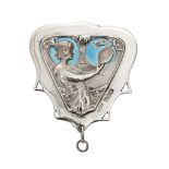 Kate Harris manner of, an Art Nouveau Silver & enamel chatelaine clip Mark of Alston's & Hallam,