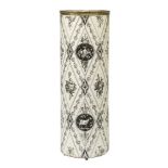 Pierro Fornasetti (1913-1988), a transfer printed and brass bound umbrella stand, c.1950s, printed
