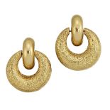 A pair of earrings, by Alan Martin Gard, of textured creole drop design, signed AMG for Alan