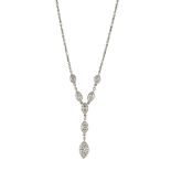 A diamond pendant necklace, composed of four marquise diamonds to a fine neckchain, suspending a