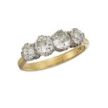 A diamond four stone ring, of half-hoop design, set with four circular old-cut diamonds in a