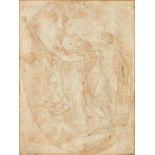 Circle of Andrea Celesti, Italian 1637-1712- Apollo hanging Marsyas to a tree; pen and brown ink and