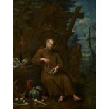 Follower of Frans Francken the Younger, Flemish 1581-1642- Saint Jerome in the wilderness; oil on