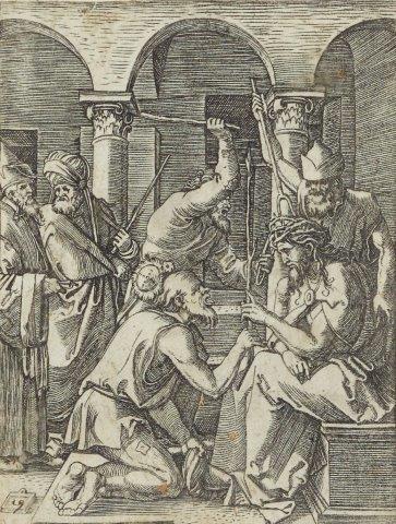 Marcantonio Raimondi, Italian 1480-1527- The Expulsion from Paradise [Bartsch 586], & Christ Crowned - Bild 2 aus 2