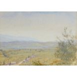 Frank Crisp, British d.1915 Looking Towards Chianti, 1912; gouache, signed and dated, 25x35cm: