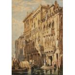 Follower of Samuel Prout OWS, British 1783-1852- Palazzo Contarini Gran Canale, Venice; ink and