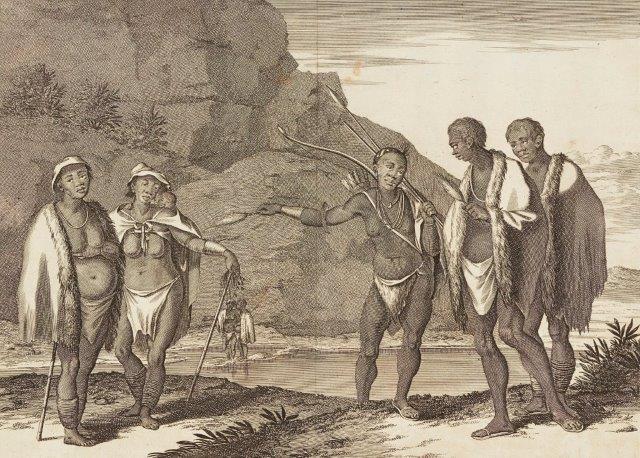 John Ogilby, British 1600-1676- The Hottentots Cloathing and Their armes, 1670; copper engraving