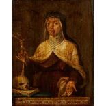 Italian School, 18th century- Saint Mary Frances of the Five Wounds; oil on panel, inscribed