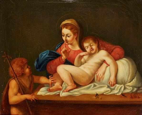 After Annibale Carracci, Italian 1560-1609- The Madonna and Sleeping Child with the Infant St John