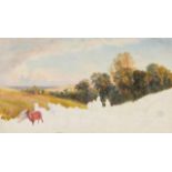 British School, mid 19th century- A study for The Flight into Egypt; oil on paper laid down on