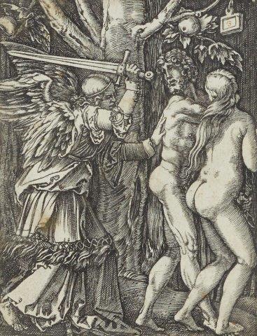 Marcantonio Raimondi, Italian 1480-1527- The Expulsion from Paradise [Bartsch 586], & Christ Crowned