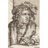 Christoffel van Sichem the Elder, Dutch 1581-1658- Man with a Plumed Cap, after Hendrik Goltzius,