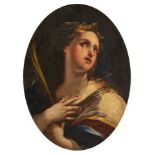 Follower of Giacomo del Po, Italian 1654-1726- Portrait of Ceres; oil on canvas, oval, 68x51cm (