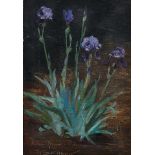 Harald Slott-Moller, Danish 1864-1937- Study of Irises; oil on canvas, signed and inscribed, 34.