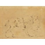 Attributed to Philips Wouwerman, Dutch 1619-1668- Horse and rider; brush and grey brown ink over