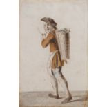 French School, mid 18th century- Studies of working men and women, c.1740; watercolour and pen and
